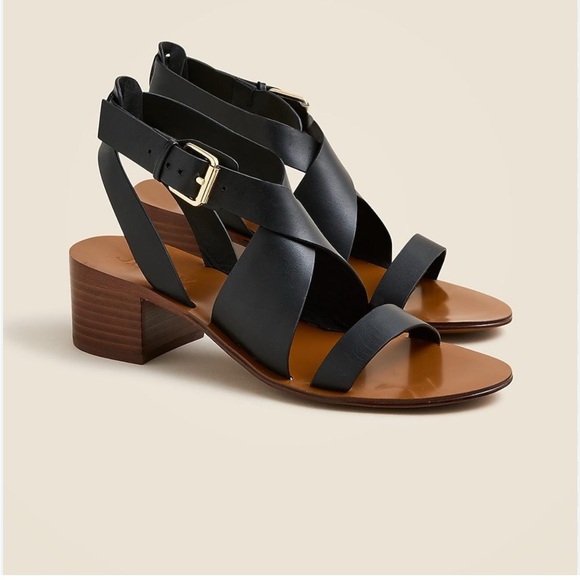 J. Crew Black Leather Sandals with Tan Sole - Picture 1 of 5